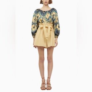 Ulla Johnson Nadya Blouse Constellation Patterned Silk‎ Twill Shibori Size 2